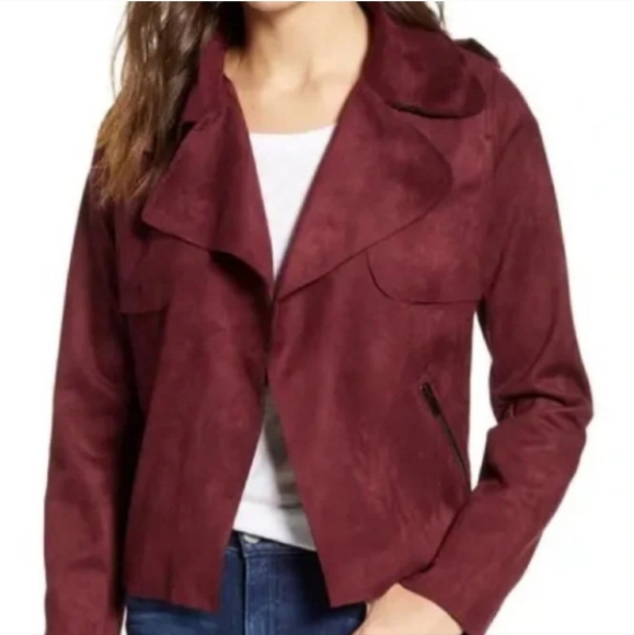 Kut from the Kloth Jackets & Blazers - Kut Faux Suede Jacket Burgundy Open Front Womens Medium